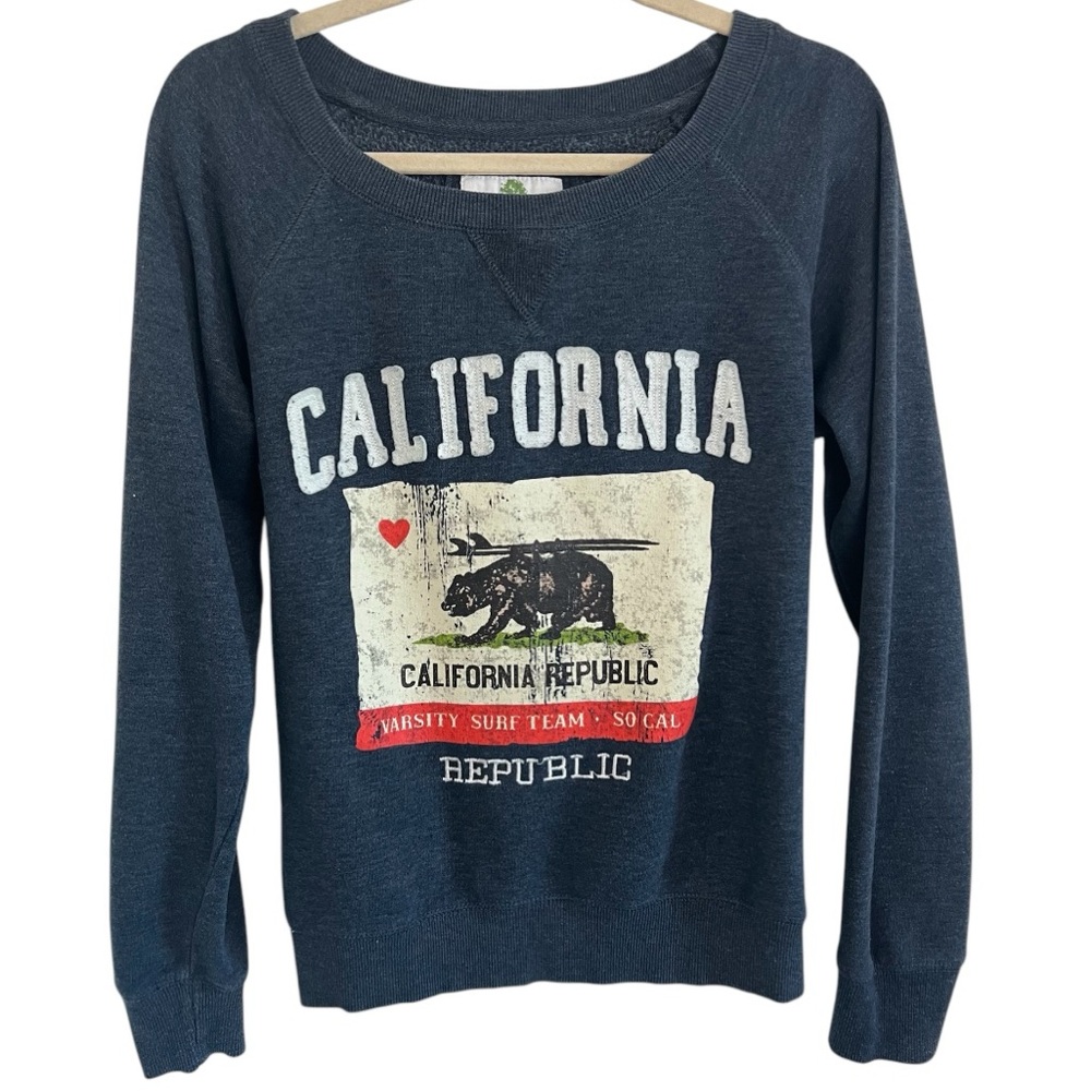 California Republic Bear Crew Neck  Sweatshirt Womens Large Dark Navy pre-Owned